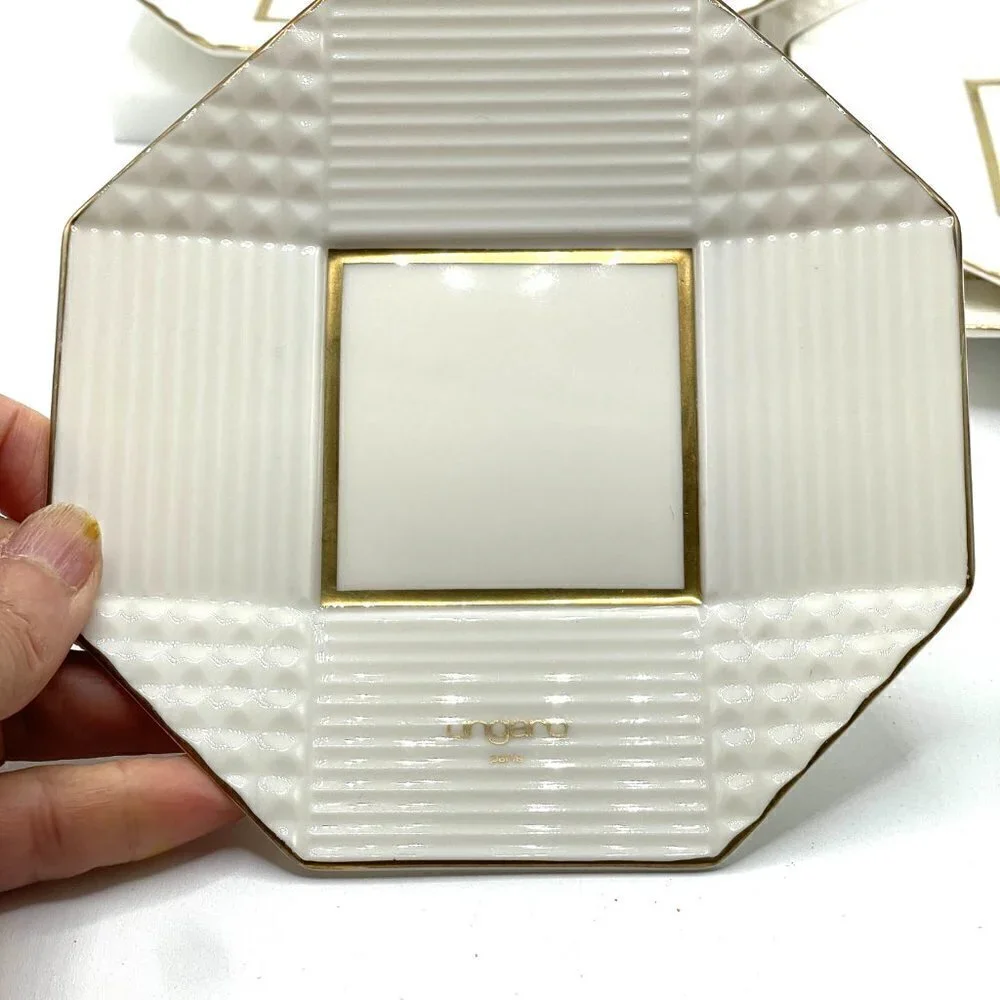 Ungaro Paris Vintage Maebata Coffee Set Cups Saucers Plates 6-Piece Cream Gold